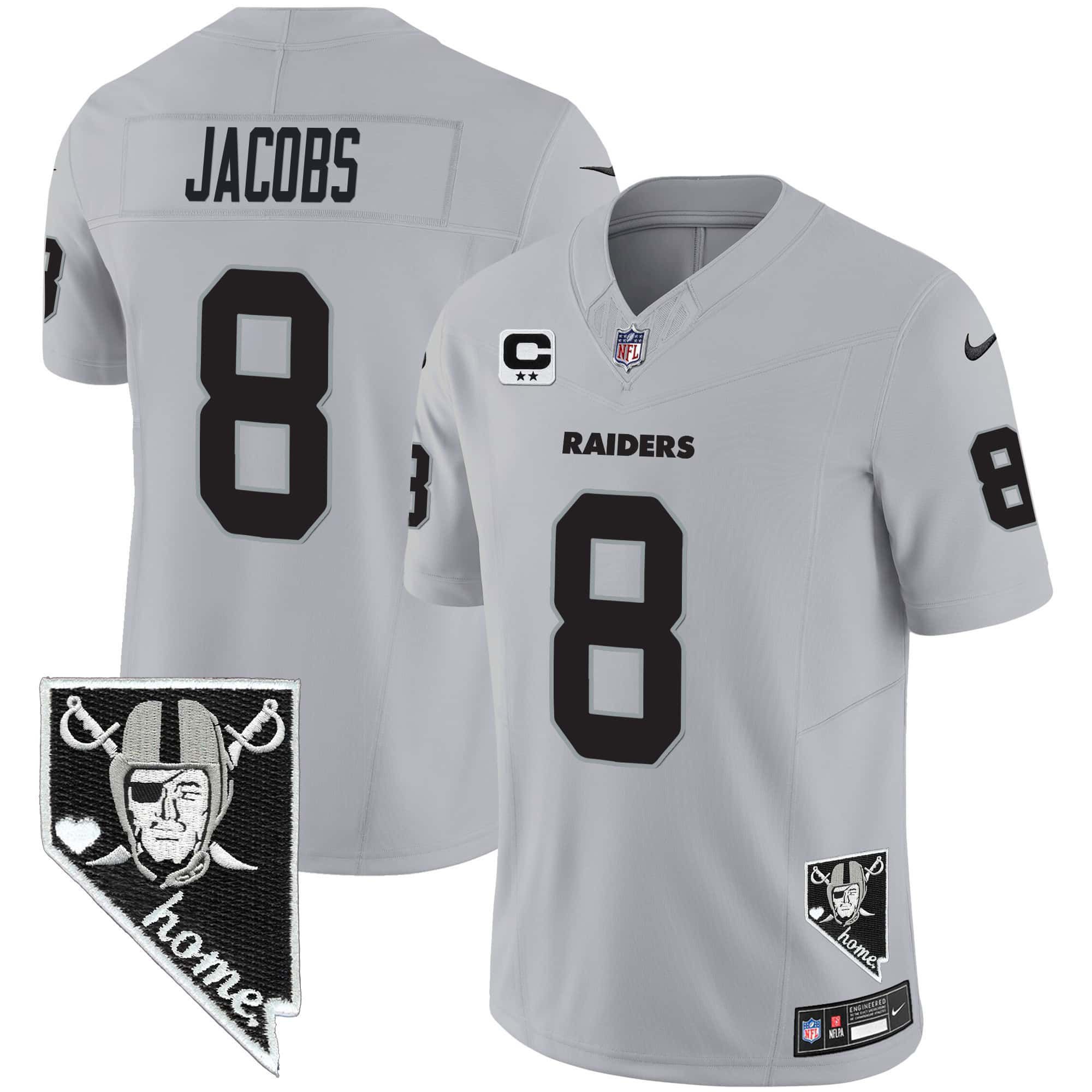 Men Oakland Raiders #8 Jacobs Grey 2024 Nike Nevada Home Patch Vapor NFL Jersey->indianapolis colts->NFL Jersey